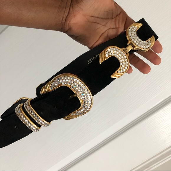 Vintage Cache Rhinestone Embellished Suede Leather Belt main image 13